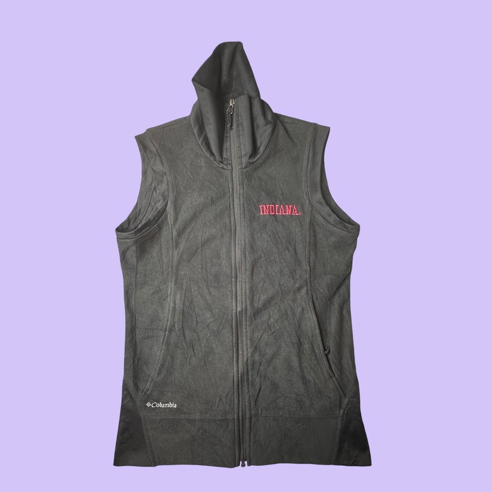 Columbia Vest Womens Small Black Indiana University Fleece Full Zip Collegiate